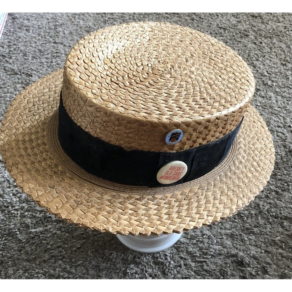 Vintage Knox Premier Fifth Ave NY Straw Hat  Ribbon Band Size 7 1/8 USA